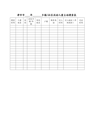 流动儿童主动搜索表、儿童流入流出登记