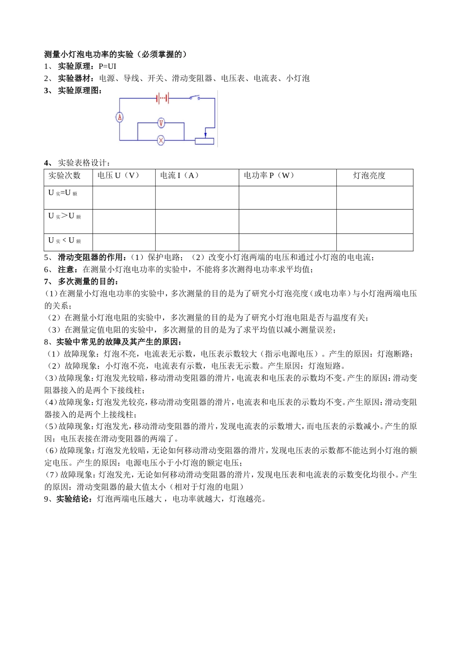 测量小灯泡电功率的实验（必须掌握的）_第1页