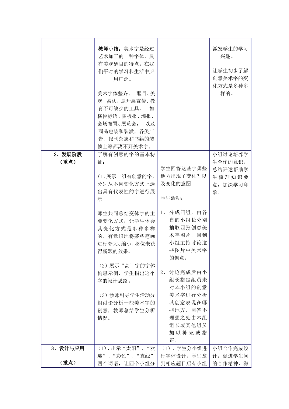 七年级上册美术-有创意的字教学设计_第2页