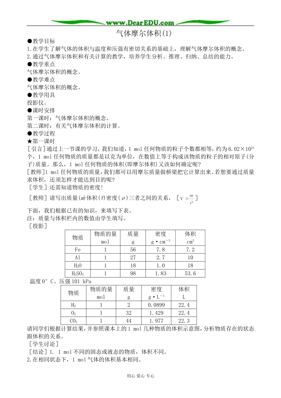 人教版高中化学第一册必修气体摩尔体积(1)_第1页