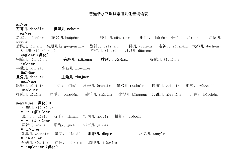 普通话水平测试-常用儿化音词语表_第2页