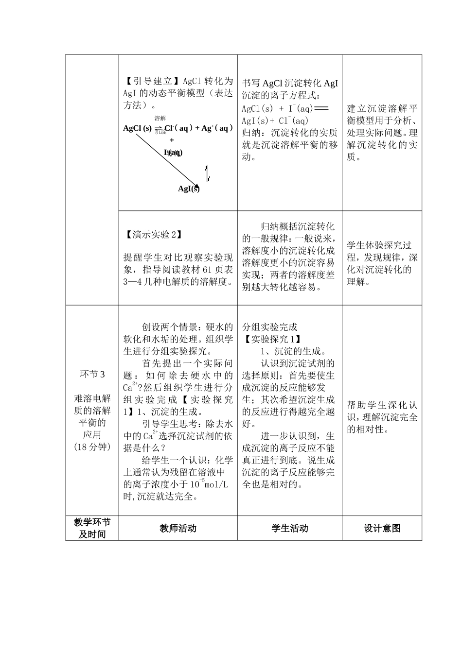 难溶电解质的溶解平衡教学设计_第3页