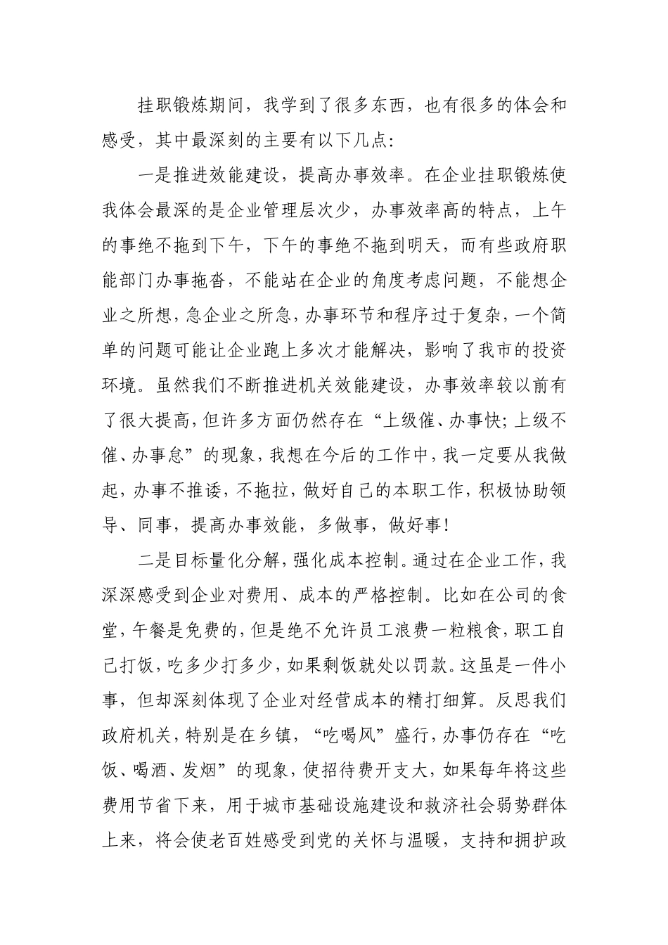 企业挂职锻炼工作总结_第3页