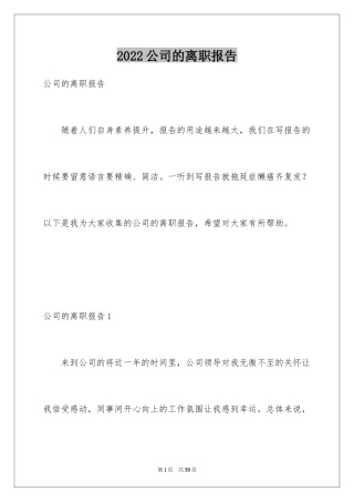 2024公司的离职报告