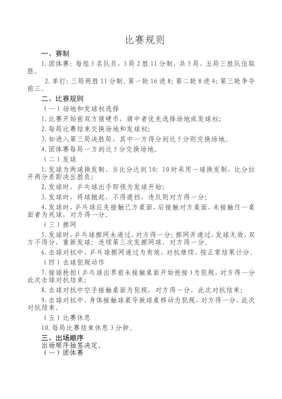 企业职工乒乓球比赛简单规则_第1页