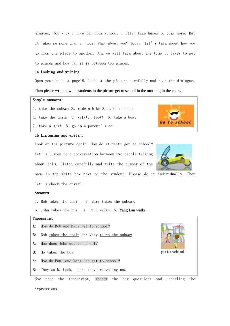辽宁省开原五中八年级英语《Unit4How do you go to school》教案1 人教新目标版_第2页
