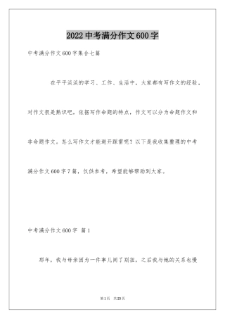 2024中考满分作文600字_125