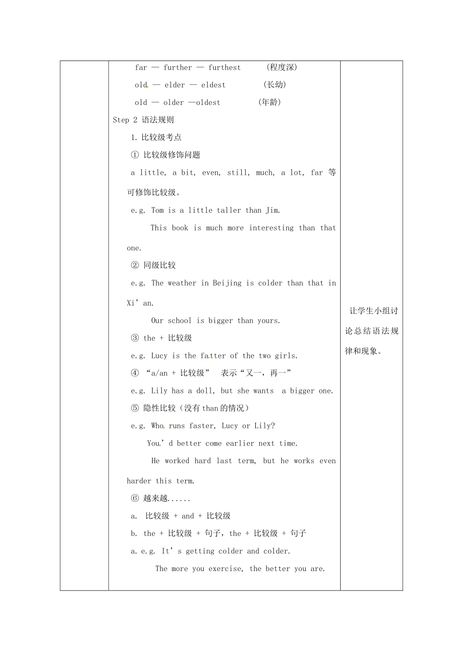 陕西省安康市石泉县池河镇八年级英语下册 Unit 7 What’s the highest mountain in the world（第4课时）Section A（Grammar focus-4c）教案 （新版）人教新目标版-（新版）人教新目标版初中八年级下册英语教案_第3页