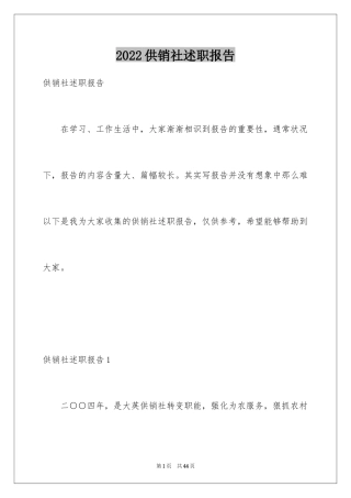 2024供销社述职报告