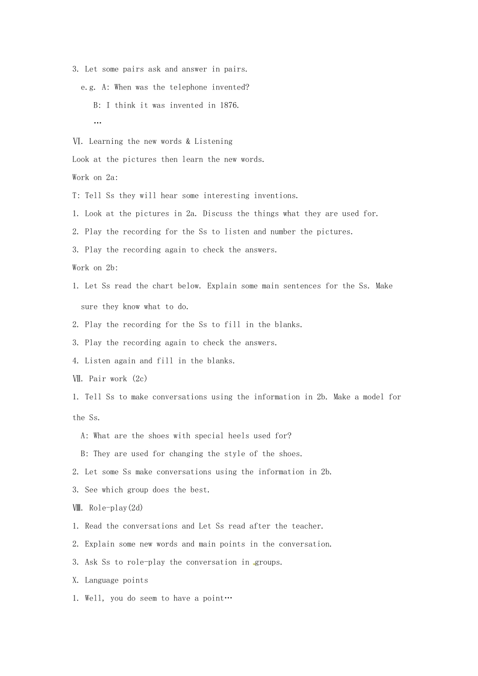 金识源秋九年级英语全册 Unit 1 When was it invented？（第1课时）Section A（1a-2d）教案 鲁教版五四制-鲁教版五四制初中九年级全册英语教案_第3页