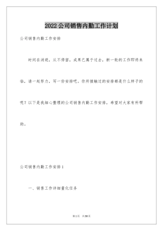 2024公司销售内勤工作计划_2