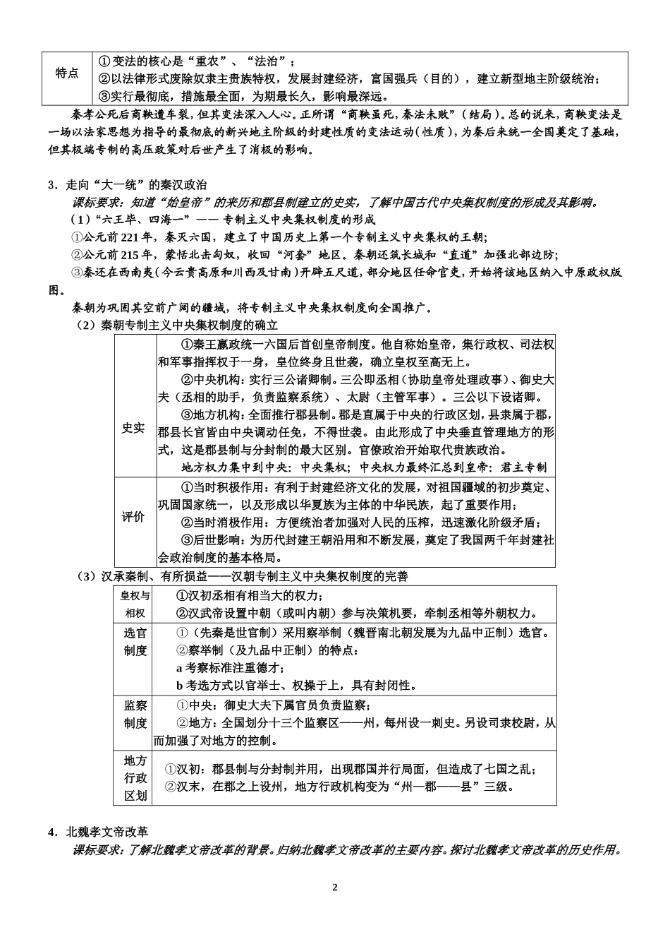 高2013级创新部历史考纲及课程标准核心知识点整理_第2页