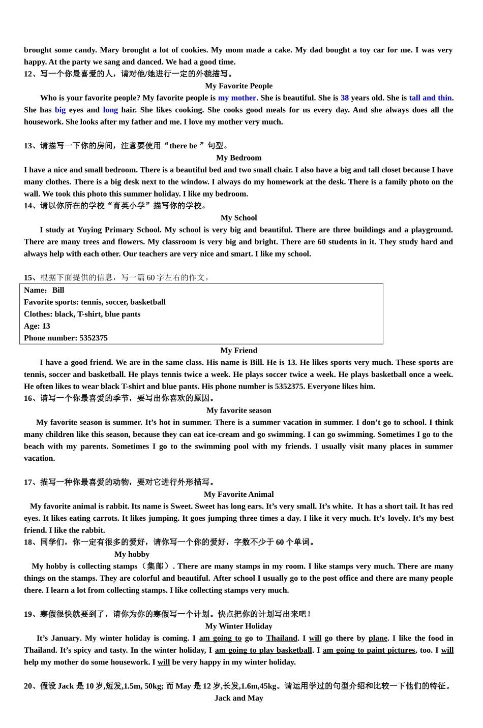 六年级英语作文范文集_第3页