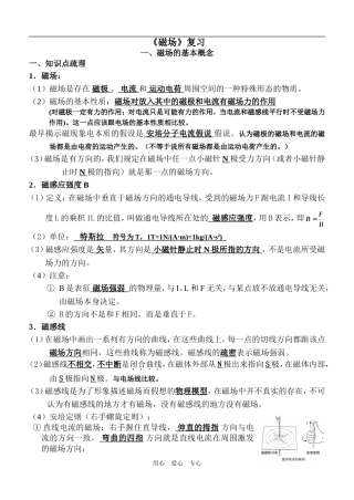 高中物理《磁场》复习教案人教版选修3-1