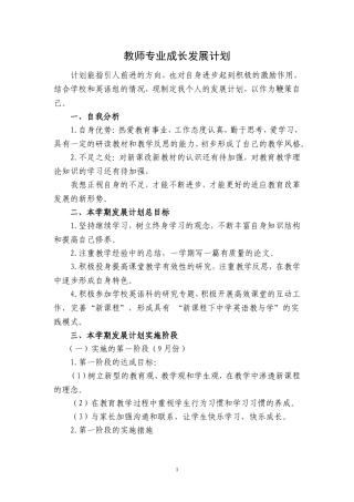 教师专业成长计划