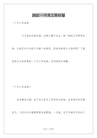 2024一个月工作计划