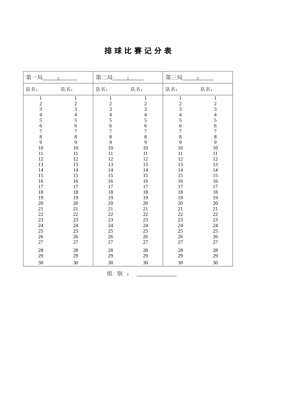 排球赛简易记分表、得失分统计表_第2页