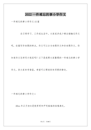 2024一件难忘的事小学作文_15
