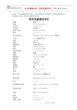 常用电脑通信词汇