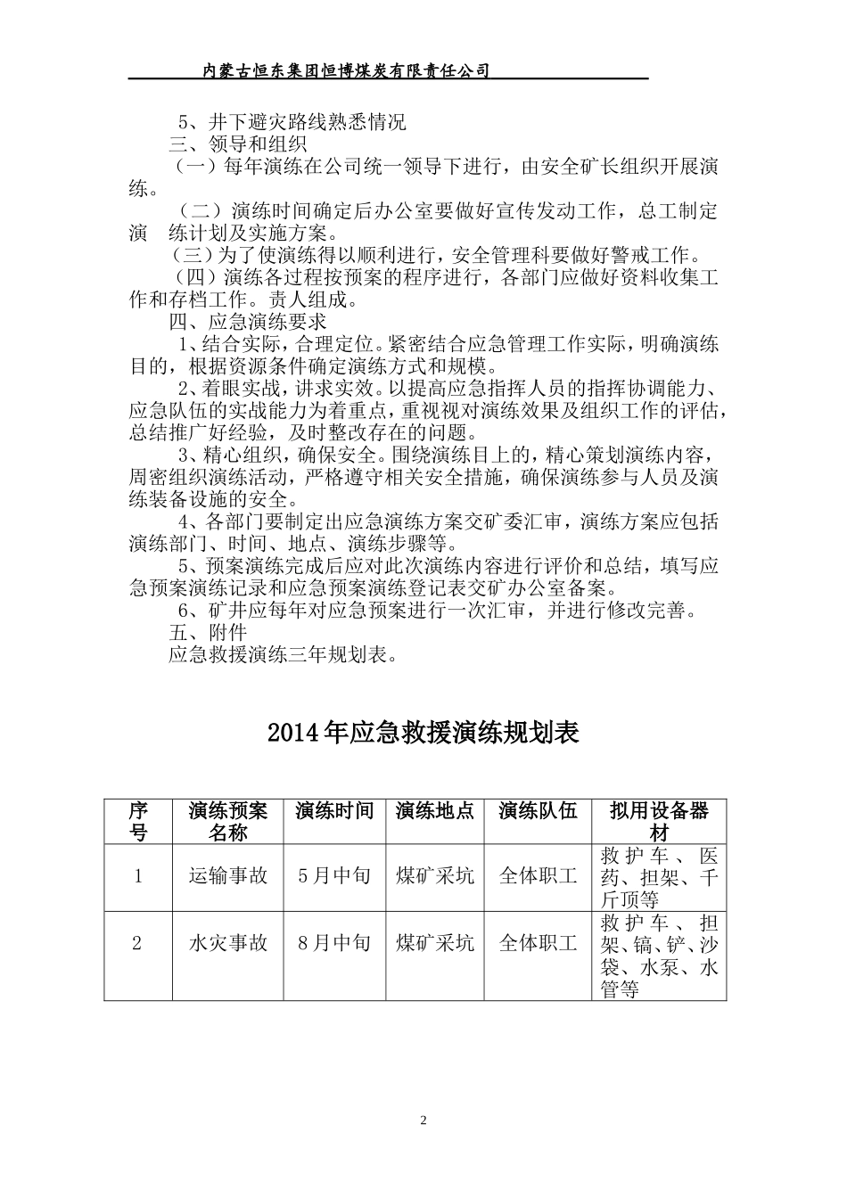 露天煤矿应急演练规划、计划、实施方案_第3页