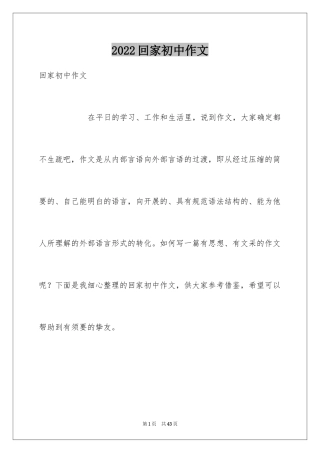 2024回家初中作文