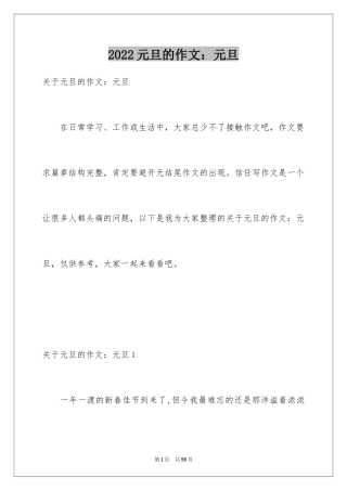 2024元旦的作文：元旦