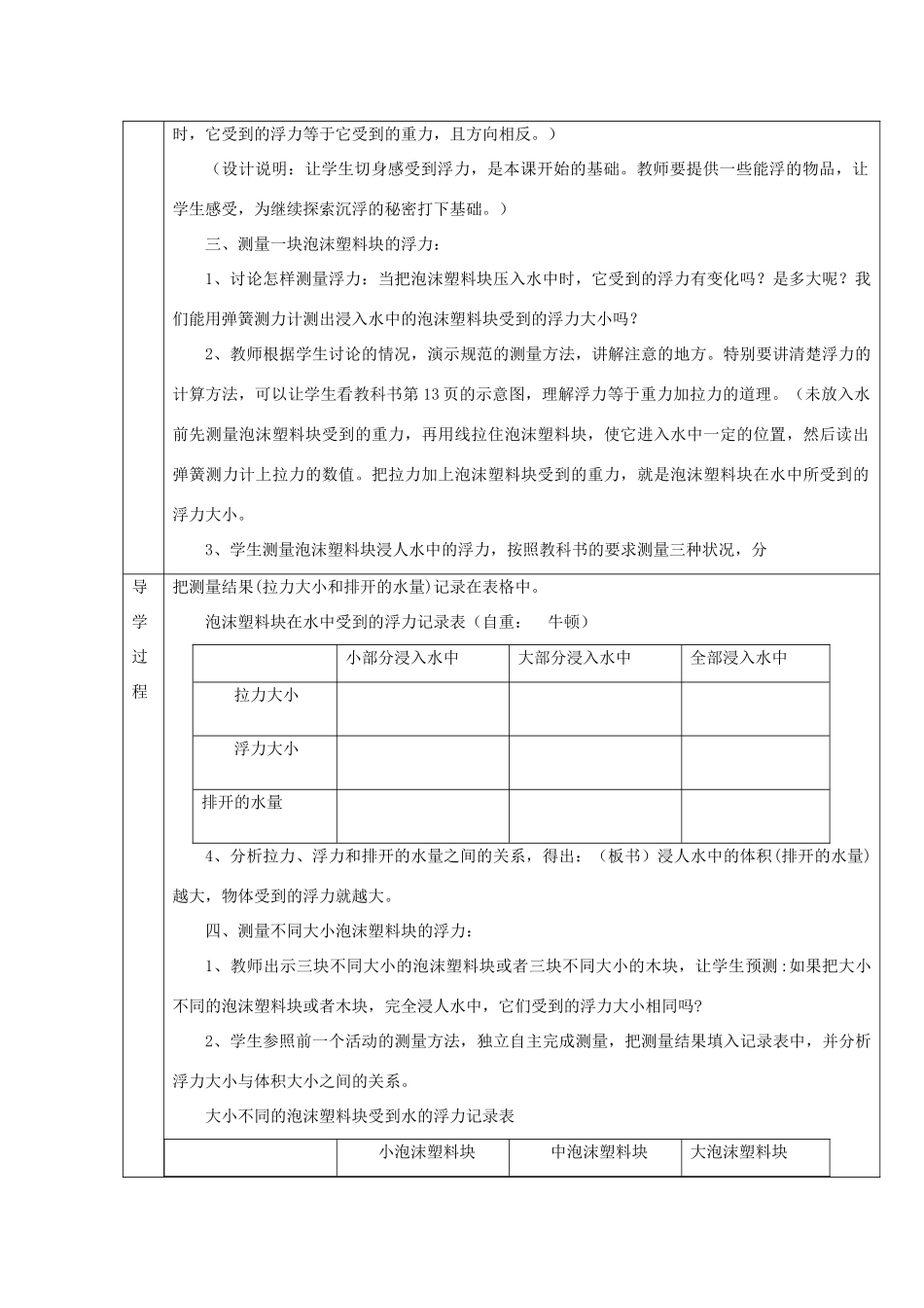 五年级科学下册 1.5《浮力》教案 教科版-教科版小学五年级下册自然科学教案_第2页