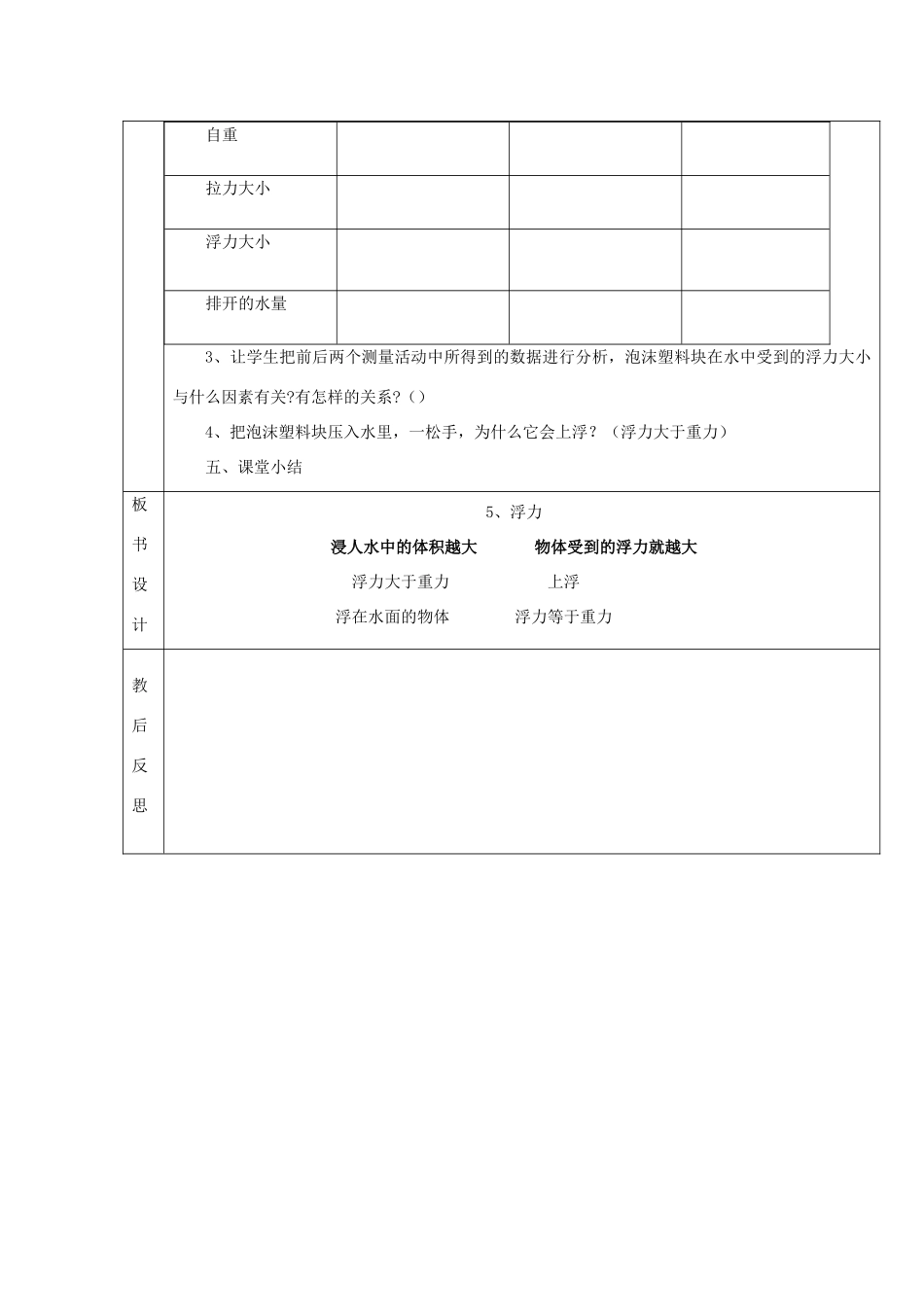 五年级科学下册 1.5《浮力》教案 教科版-教科版小学五年级下册自然科学教案_第3页