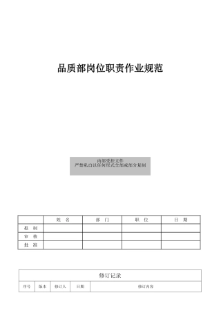 品质部岗位职责--规范