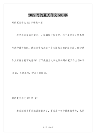2024写的夏天作文500字_2