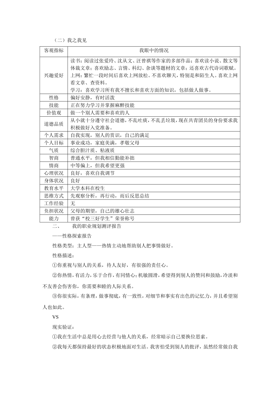 麻醉学院学生职业生涯规划书_第2页