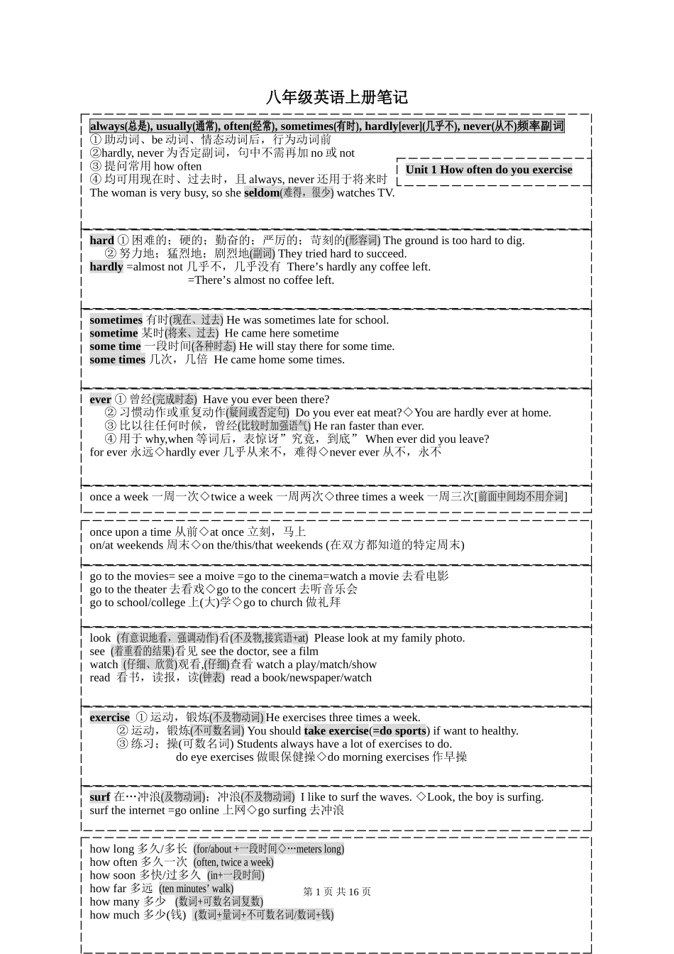 人教版八年级英语上册笔记(原创版)_第1页