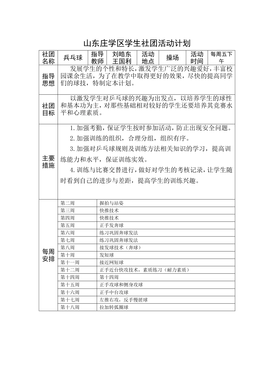 乒乓球社团活动计划和记录_第1页