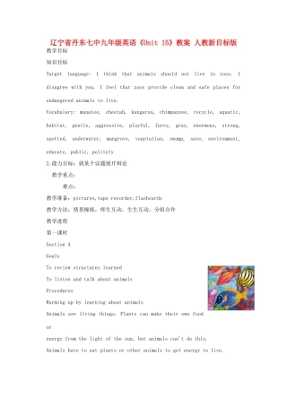 辽宁省丹东七中九年级英语《Unit 15》教案 人教新目标版