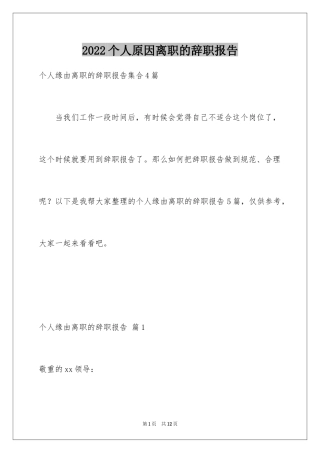 2024个人原因离职的辞职报告_6