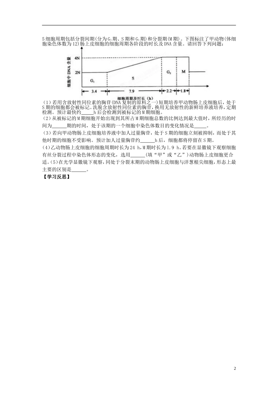 江苏省灌南高级中学高二生物 细胞增殖学案_第2页