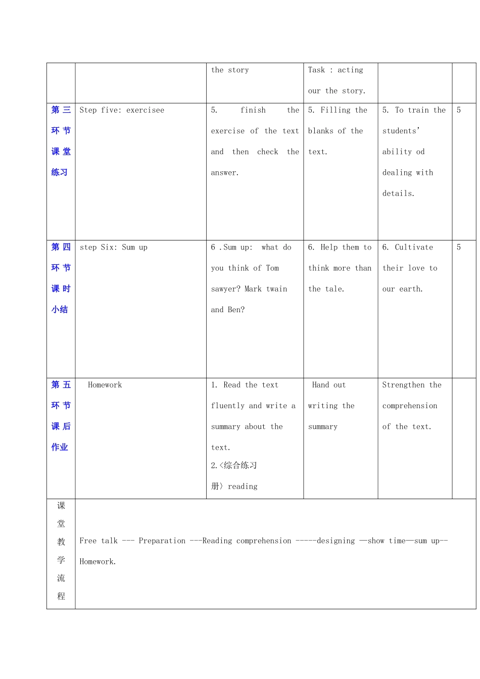秋九年级英语上册 Unit 7《The Adventures of Tom Sawyer》教案2 （新版）牛津深圳版-牛津深圳版初中九年级上册英语教案_第3页