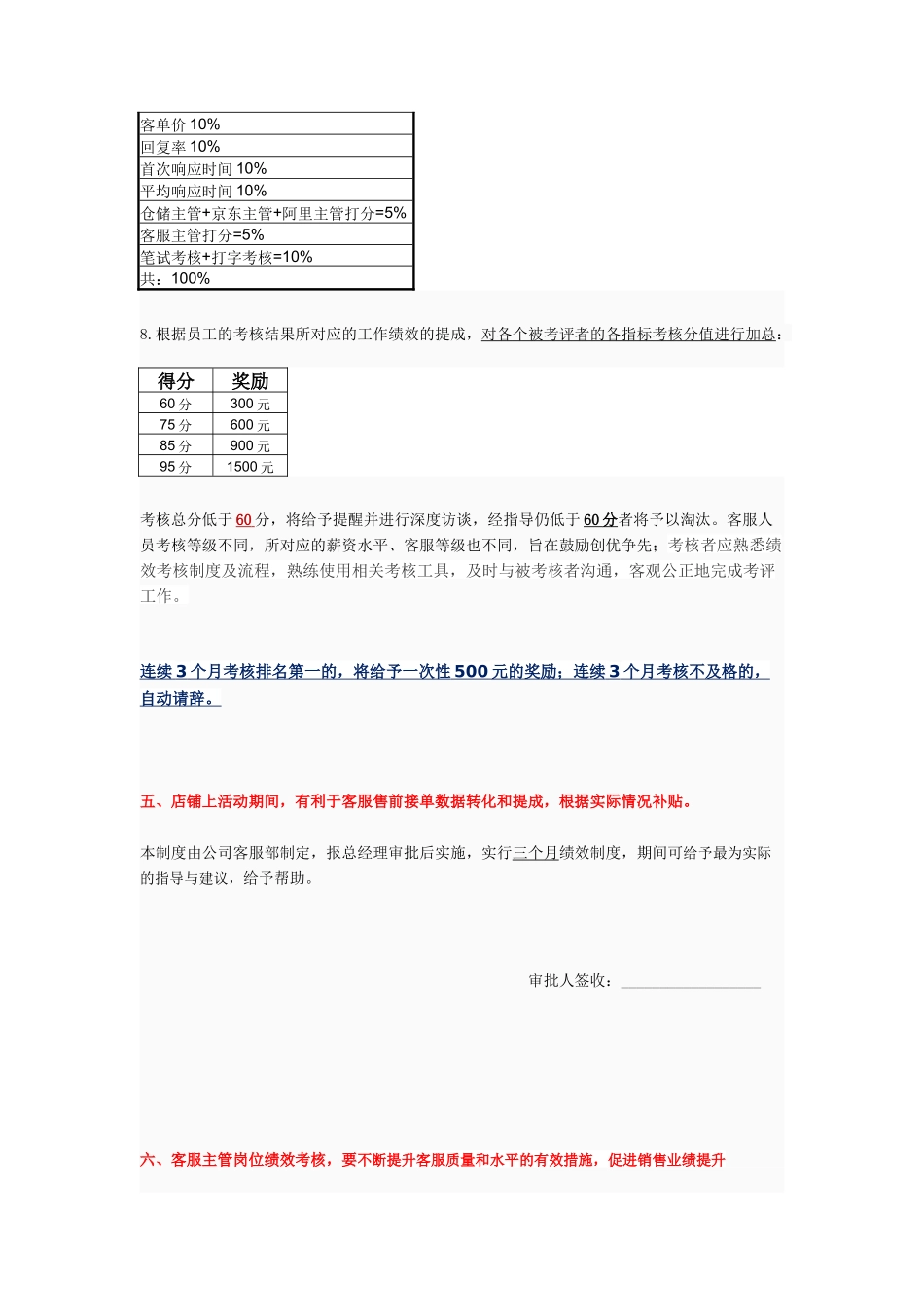 客服绩效考核方案_第3页