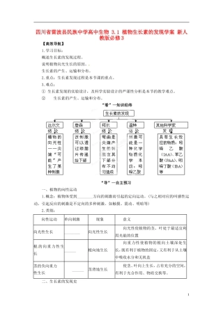 四川省雷波县民族中学高中生物 3.1 植物生长素的发现学案 新人教版必修3