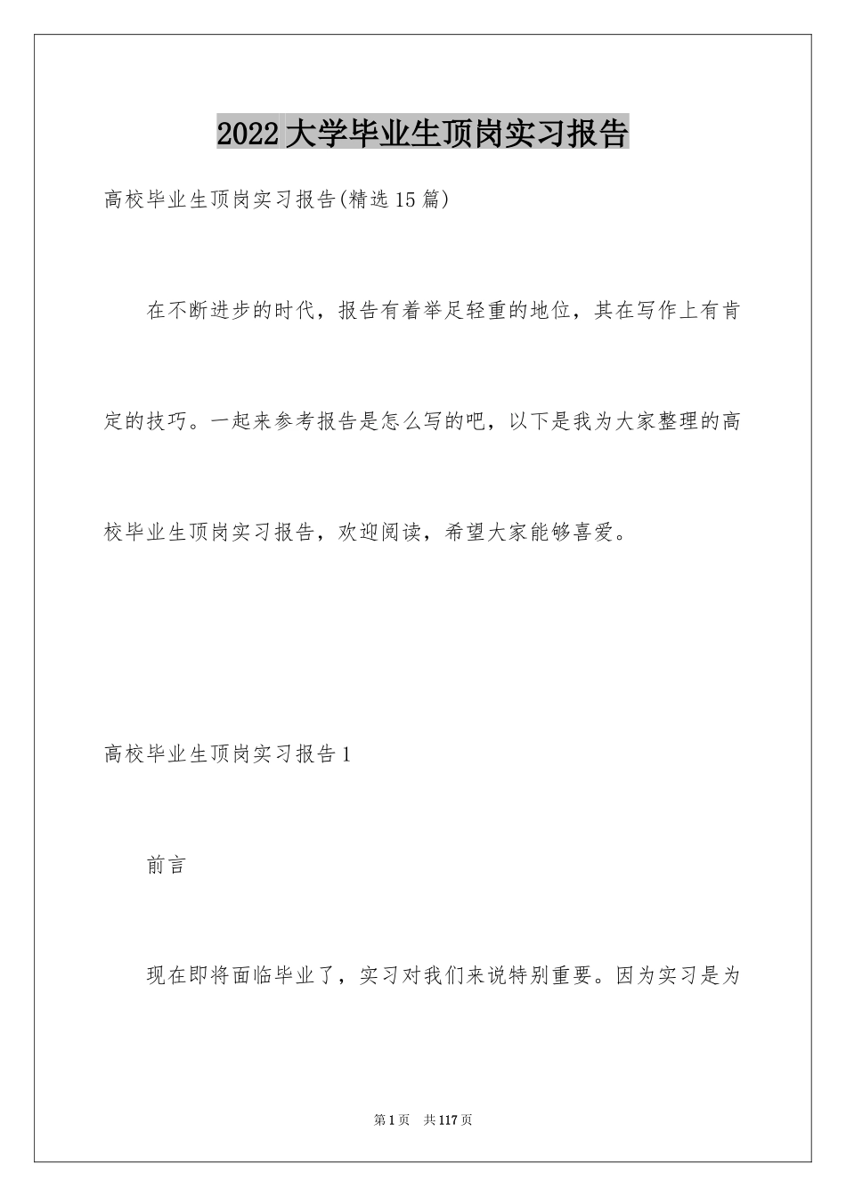 2024大学毕业生顶岗实习报告_2_第1页