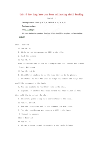 浙江省温州市第二十中学八年级英语下册 Unit 6 How long have you been collecting shells Period 2教案 人教新目标版
