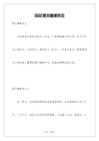 2024夏天趣事作文