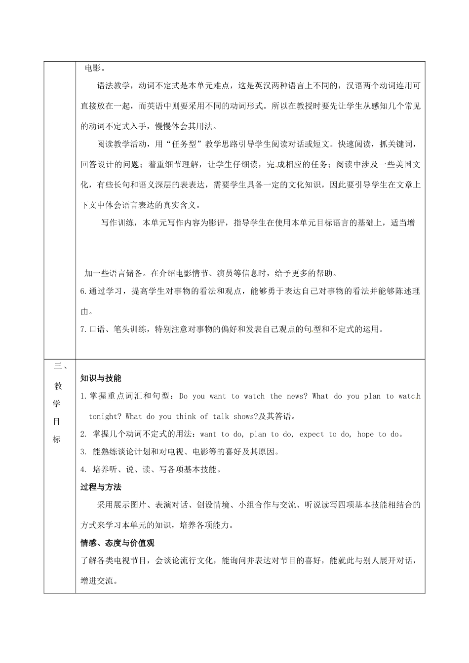 陕西省石泉县八年级英语上册 Unit 5 Do you want to watch a game show集体备课教案 （新版）人教新目标版-（新版）人教新目标版初中八年级上册英语教案_第2页