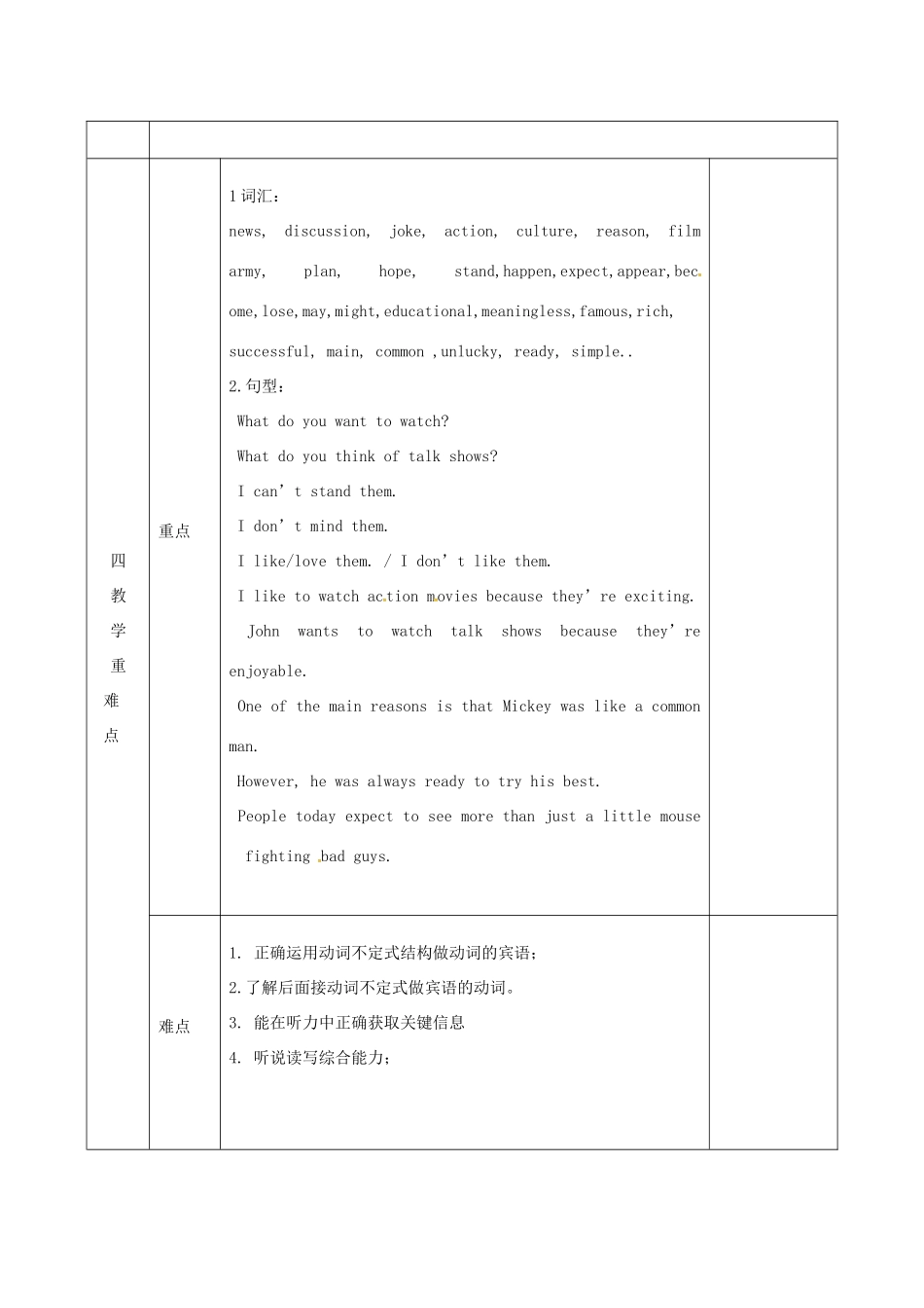 陕西省石泉县八年级英语上册 Unit 5 Do you want to watch a game show集体备课教案 （新版）人教新目标版-（新版）人教新目标版初中八年级上册英语教案_第3页