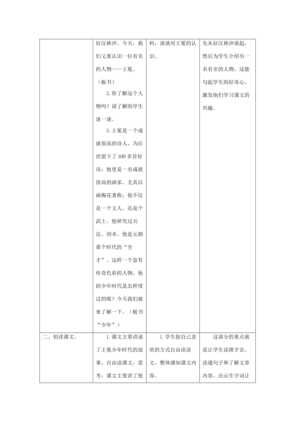 五年级语文上册 第七单元 24 少年王冕教案设计 苏教版-苏教版小学五年级上册语文教案_第3页