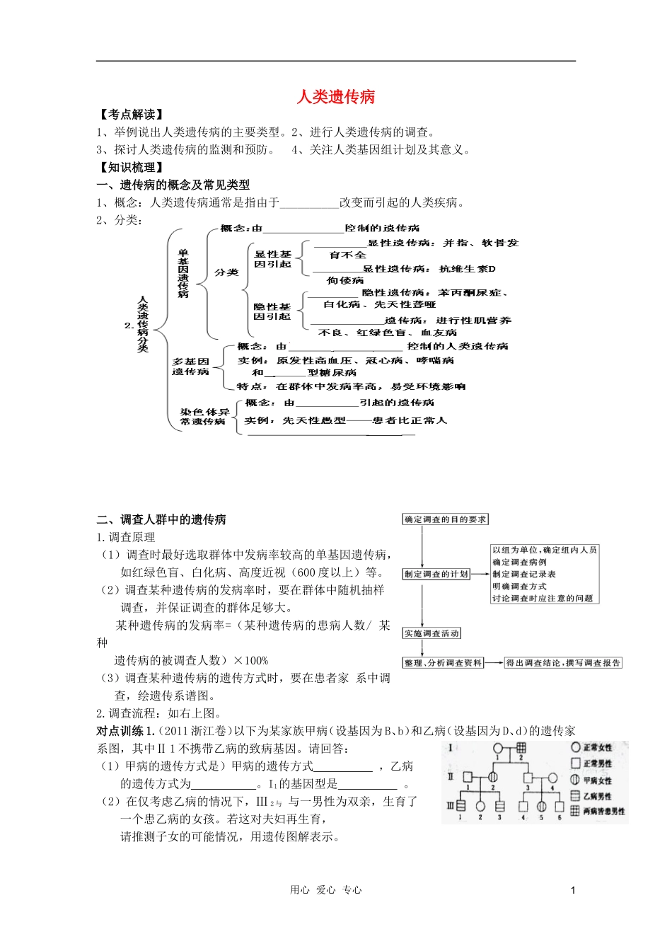 高考生物一轮复习 人类遗传病和育种方法导学案 必修2_第1页