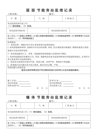 节能旁站监理记录表