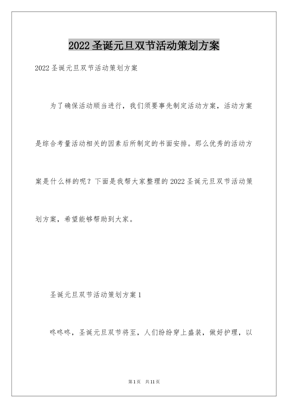 2024圣诞元旦双节活动策划方案_第1页