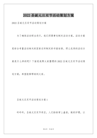 2024圣诞元旦双节活动策划方案