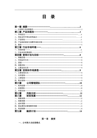 酒类产品商业计划书